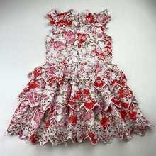 Load image into Gallery viewer, Girls Marlo, lined floral embroidered cotton dress, light marks, FUC, size 4-5, L: 52cm