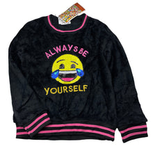 Load image into Gallery viewer, Girls Emoji, soft fleece sweater / jumper, sequins, NEW, size 8,  