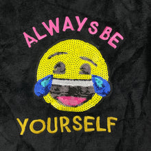 Load image into Gallery viewer, Girls Emoji, soft fleece sweater / jumper, sequins, NEW, size 8,  