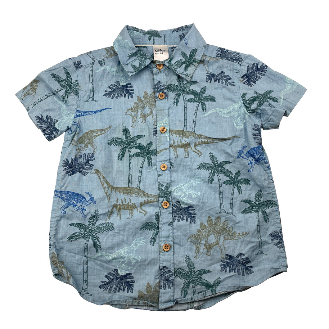 Boys Anko, cotton short sleeve shirt, dinosaurs, GUC, size 3,  