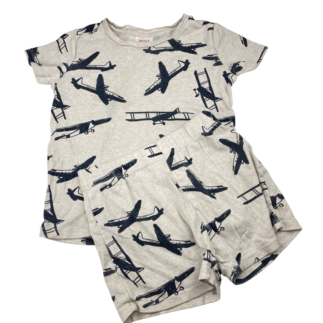 Boys Seed, cotton pyjama top & shorts, planes, FUC, size 5,  
