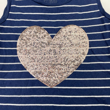 Load image into Gallery viewer, Girls H&amp;T, navy cotton singlet / tank top, sequin heart, GUC, size 6,  