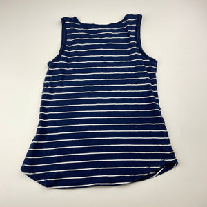 Girls H&T, navy cotton singlet / tank top, sequin heart, GUC, size 6,  