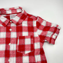 Load image into Gallery viewer, Boys B&amp;L, red &amp; white check cotton short sleeve shirt, EUC, size 5,  