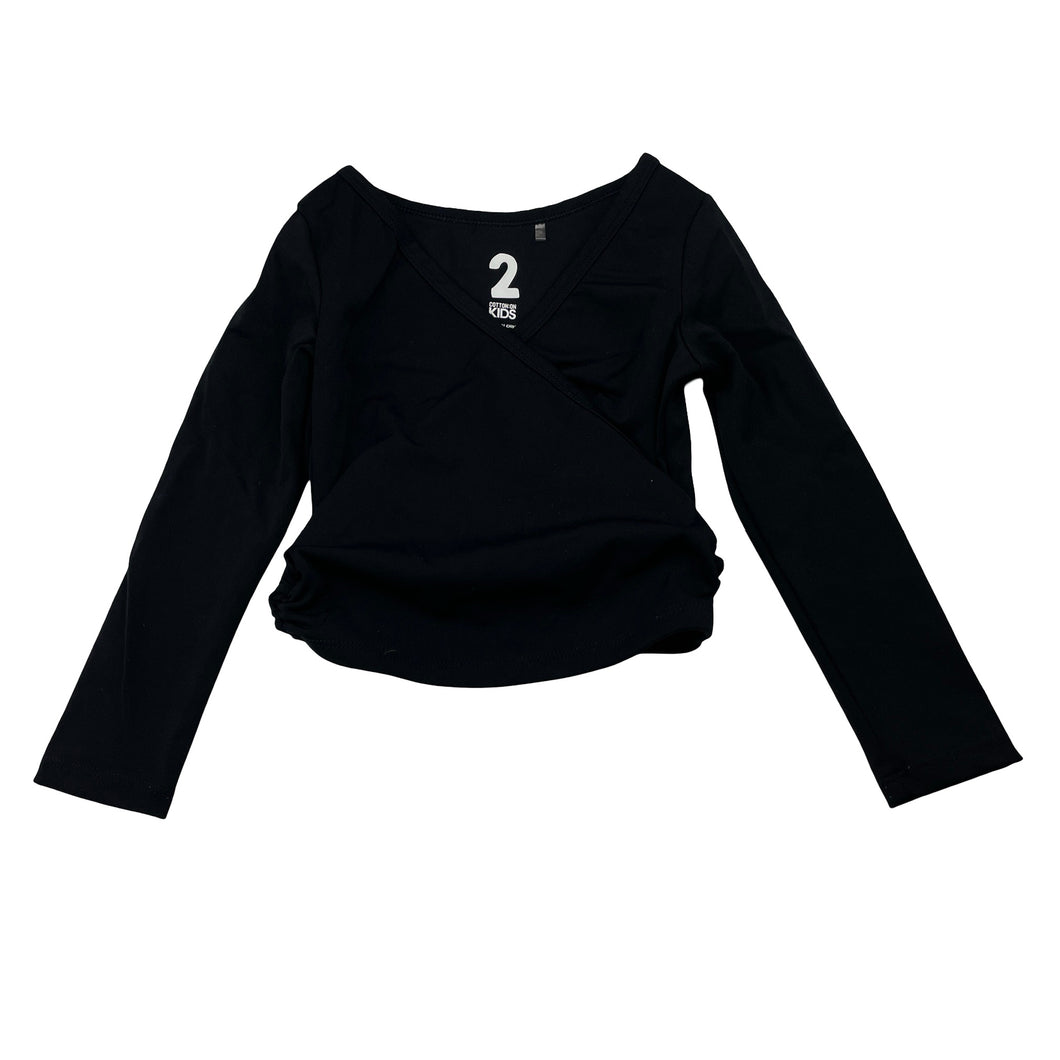 Girls Cotton On, black ballet / dance cross-over top, EUC, size 2,  