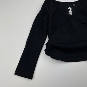 Girls Cotton On, black ballet / dance cross-over top, EUC, size 2,  