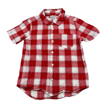 Load image into Gallery viewer, Boys B&amp;L, red &amp; white check cotton short sleeve shirt, EUC, size 4,  