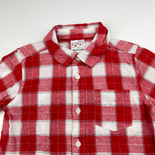 Load image into Gallery viewer, Boys B&amp;L, red &amp; white check cotton short sleeve shirt, EUC, size 4,  