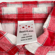 Load image into Gallery viewer, Boys B&amp;L, red &amp; white check cotton short sleeve shirt, EUC, size 4,  