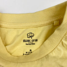 Load image into Gallery viewer, Unisex Favourites, yellow organic cotton tee / top, GUC, size 6,  