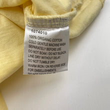 Load image into Gallery viewer, Unisex Favourites, yellow organic cotton tee / top, GUC, size 6,  