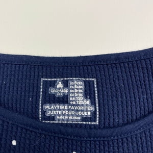 Girls GAP, navy waffle long sleeve top, GUC, size 5-6,  