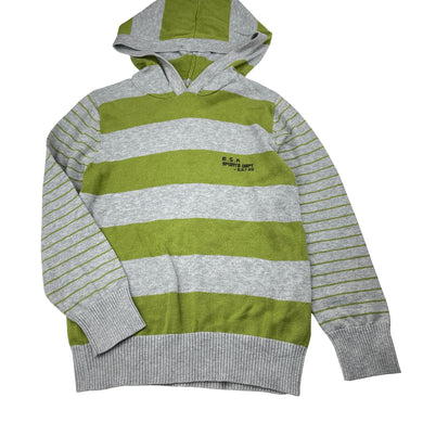 Boys Milkshake, green & grey knit cotton hooded sweater, EUC, size 8,  