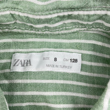 Load image into Gallery viewer, Boys Zara, striped linen blend long sleeve shirt, GUC, size 8,  