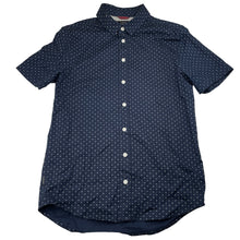 Load image into Gallery viewer, Boys Indie, navy &amp; white stretch cotton short sleeve shirt, EUC, size 12,  