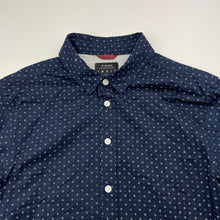 Load image into Gallery viewer, Boys Indie, navy &amp; white stretch cotton short sleeve shirt, EUC, size 12,  