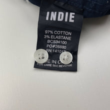 Load image into Gallery viewer, Boys Indie, navy &amp; white stretch cotton short sleeve shirt, EUC, size 12,  