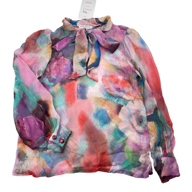 Girls Child by Petals Ink, colourful floral sheer silk blouse / top, NEW, size 10,  
