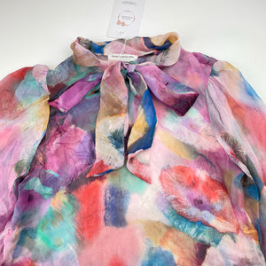 Girls Child by Petals Ink, colourful floral sheer silk blouse / top, NEW, size 10,  