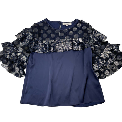 Girls Child by Petals Ink, navy & gold lightweight top, EUC, size 7,  
