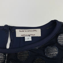 Load image into Gallery viewer, Girls Child by Petals Ink, navy &amp; gold lightweight top, EUC, size 7,  
