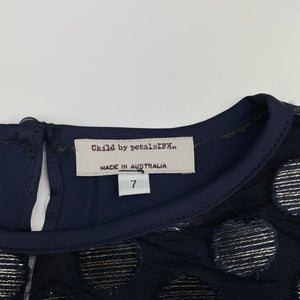 Girls Child by Petals Ink, navy & gold lightweight top, EUC, size 7,  