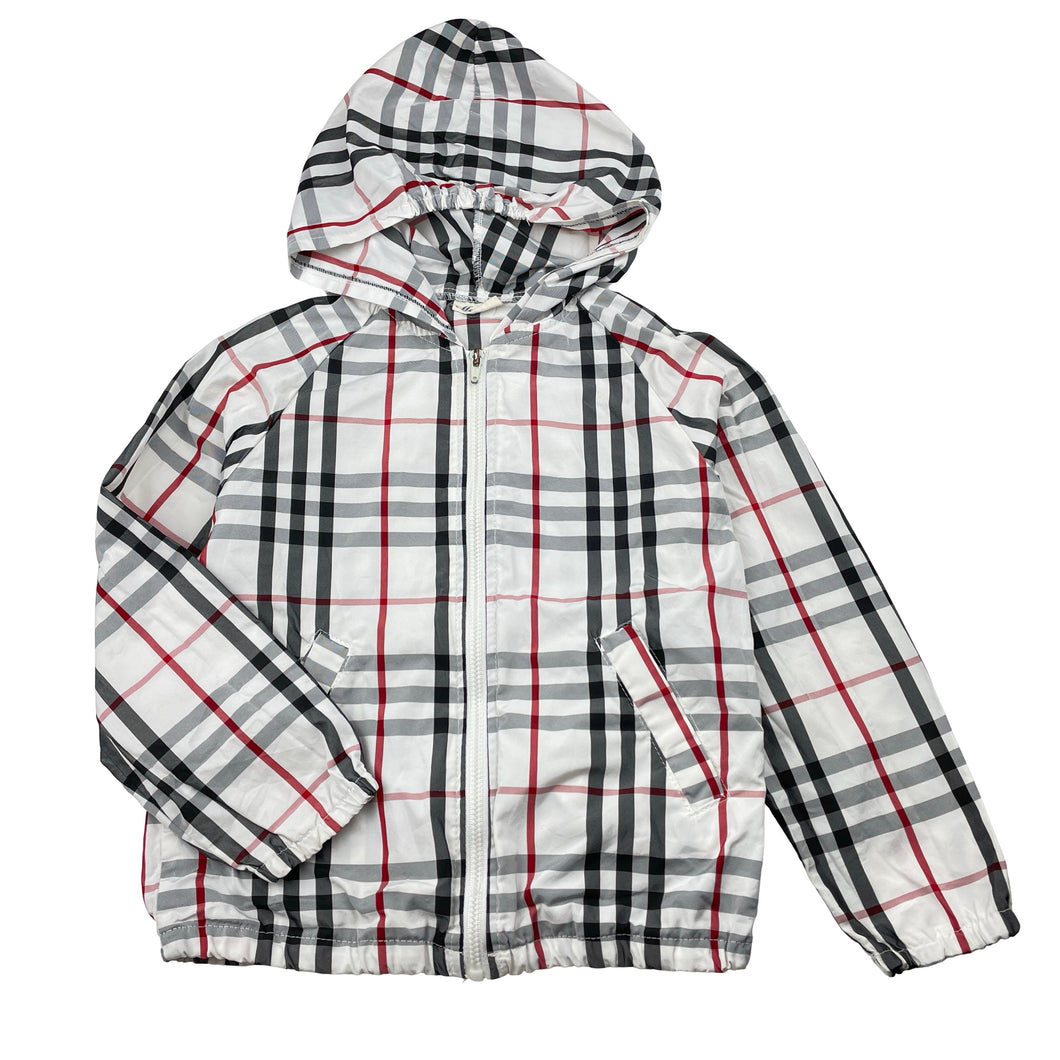 Girls Mari, checked lightweight jacket / coat, armpit to armpit: 33cm, armpit to cuff: 29cm, FUC, size 4-5,  