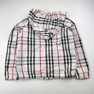Girls Mari, checked lightweight jacket / coat, armpit to armpit: 33cm, armpit to cuff: 29cm, FUC, size 4-5,  