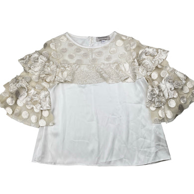 Girls Child by Petals Ink, lightweight cream & gold top, EUC, size 7,  