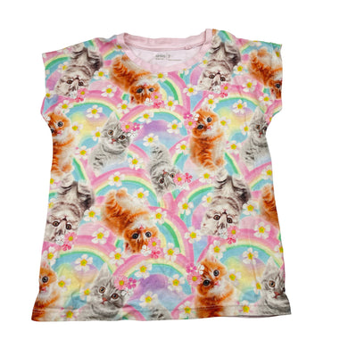 Girls Anko, cotton tee / top, cats, GUC, size 7,  