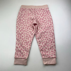 Girls THREADCUB, fleece lined animal print track pants, elasticated, Inside leg: 36cm, EUC, size 2-3,  