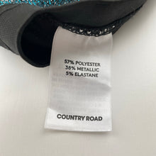 Load image into Gallery viewer, Girls Country Road, blue &amp; silver metallic leggings, elasticated, Inside leg: 54cm, EUC, size 8,  