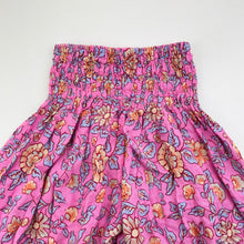 Load image into Gallery viewer, Girls handmade, lightweight floral pants, elasticated, no size, Inside leg: 31cm, W: 19cm across unstretched, EUC, size 3-4,  