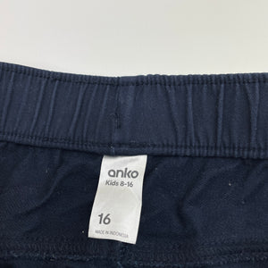 Boys Anko, navy casual pants, elasticated, Inside leg: 68cm, EUC, size 16,  