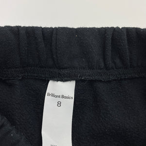 Unisex Brilliant Basics, black fleece lined track pants, pilling, Inside leg: 52cm, FUC, size 8,  