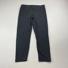 Load image into Gallery viewer, Girls Pumpkin Patch, grey &amp; black stripe leggings, Inside leg: 39cm, GUC, size 5,  
