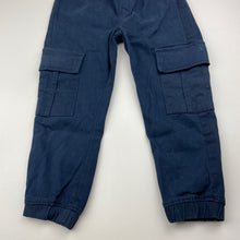 Load image into Gallery viewer, Boys DKNY, navy stretch cotton cargo pants, elasticated, Inside leg: 36.5cm, EUC, size 4,  