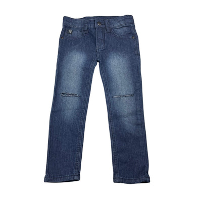 Boys Mooks, ripped knee stretch denim jeans, adjustable, Inside leg: 36.5cm, EUC, size 3,  