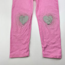 Load image into Gallery viewer, Girls Anko, pink stretchy leggings, hearts, Inside leg: 30.5cm, FUC, size 3,  