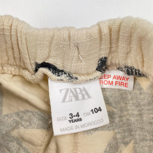 Girls Zara, lightweight cotton pants, elasticated, Inside leg: 31.5cm, EUC, size 3-4,  