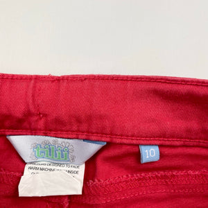Girls Tilii, stretch cotton pants, adjustable, Inside leg: 61.5cm, small marks back left pocket, FUC, size 10,  