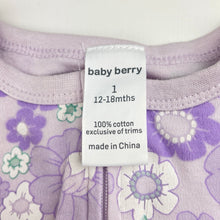 Load image into Gallery viewer, Girls Baby Berry, floral cotton zip coverall / romper, FUC, size 1,  