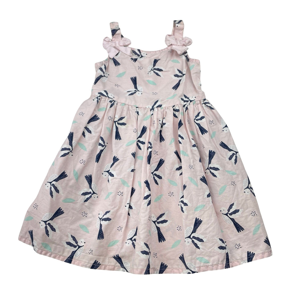 Girls Kids & Co, lightweight cotton summer dress, birds, FUC, size 2, L: 50cm