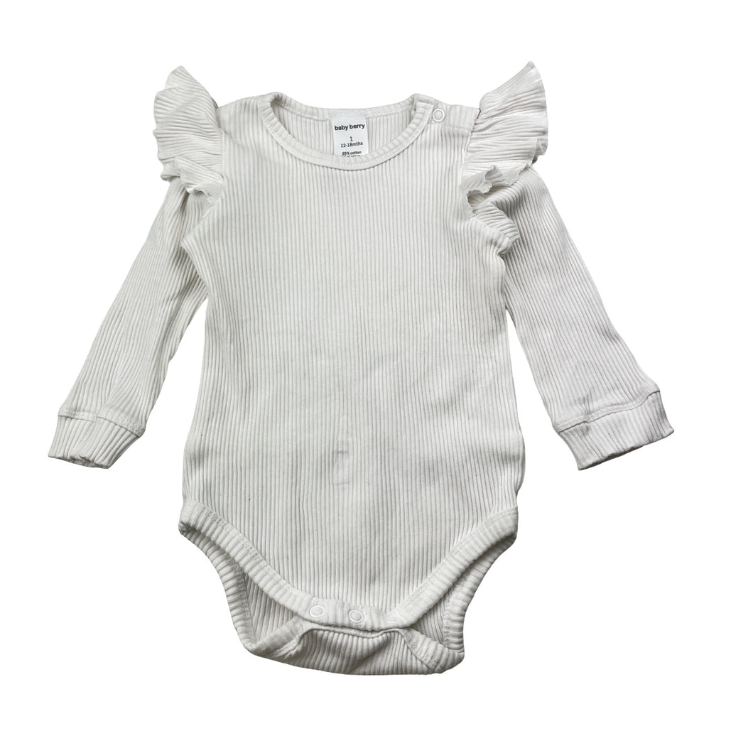 Girls Baby Berry, ribbed stretchy bodysuit / romper, GUC, size 1,  