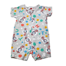 Load image into Gallery viewer, Unisex Dr Seuss, Cat in a Hat zip romper, GUC, size 000,  