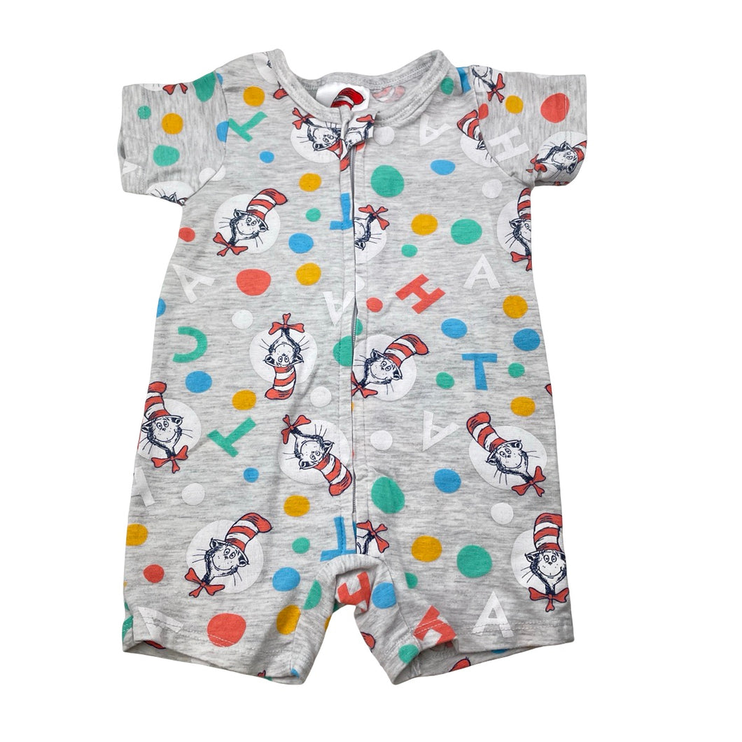 Unisex Dr Seuss, Cat in a Hat zip romper, GUC, size 000,  