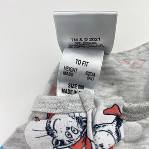Unisex Dr Seuss, Cat in a Hat zip romper, GUC, size 000,  