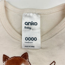Load image into Gallery viewer, Unisex Anko, soft feel cotton bodysuit / romper, fox, EUC, size 0000,  