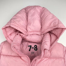 Load image into Gallery viewer, Girls Cotton On, pink hooded puffer jacket / coat, GUC, size 7-8,  