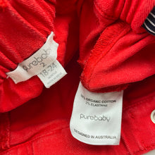 Load image into Gallery viewer, Boys purebaby, organic cotton blend pants, adjustable, Inside leg: 30.5cm, FUC, size 2,  